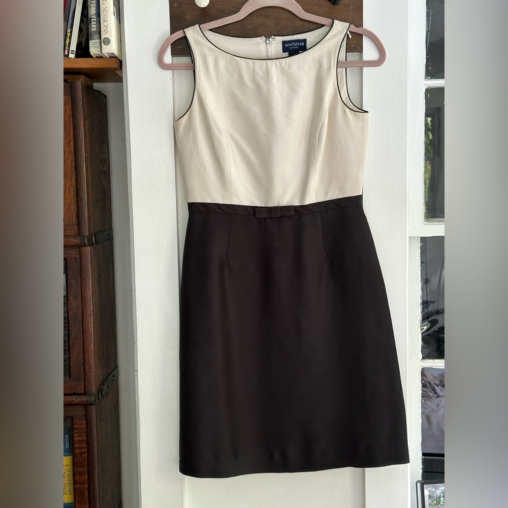 Ann Taylor Black and Cream Midi Dress